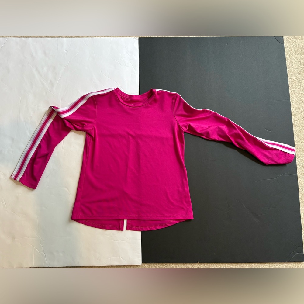 Athletic Works Pink Long Sleeve Top w/ White Stripes Size 6-6X